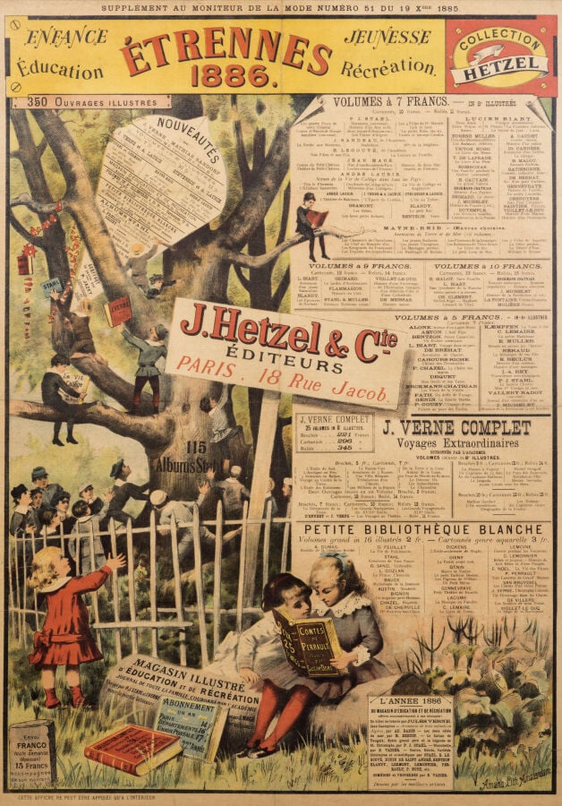 Affiche Hetzel pour les Étrennes 1886 dite « L'Arbre de la connaissance », non…