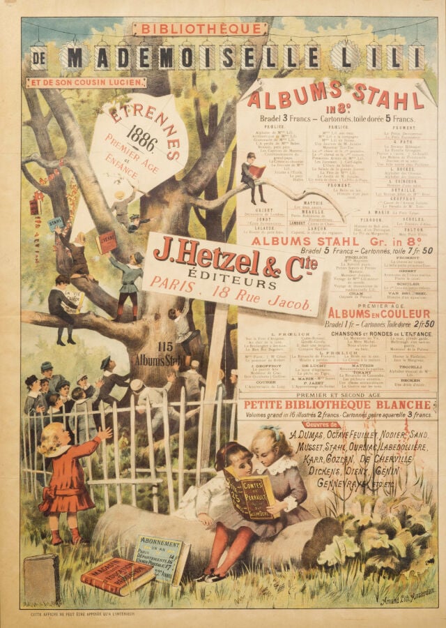 Affiche Hetzel pour les Étrennes 1886 dite « L'Arbre de la connaissance ». Pari…