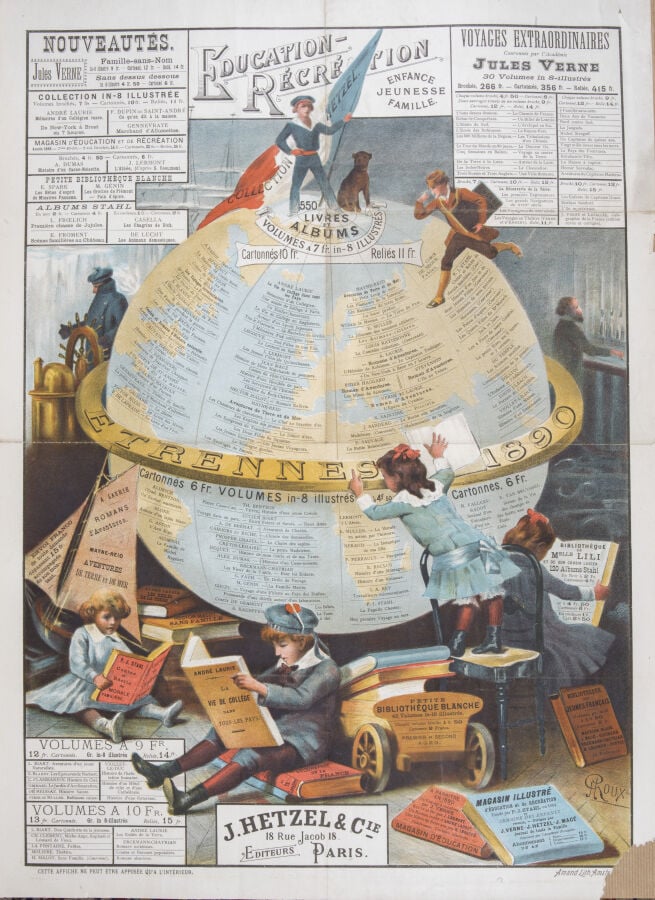 Affiche Hetzel pour les Étrennes 1890 dite « au Globe terrestre ». Paris, J. He…