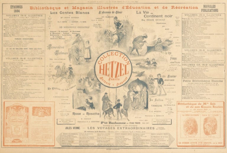 Affiche Hetzel pour les Étrennes 1894 dite « aux dix scènes des nouveautés Hetz…