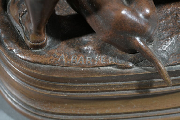 Alfred BARYE (1839-1882) - "Sont-ils gentils" - Epreuve en bronze à patine brun…