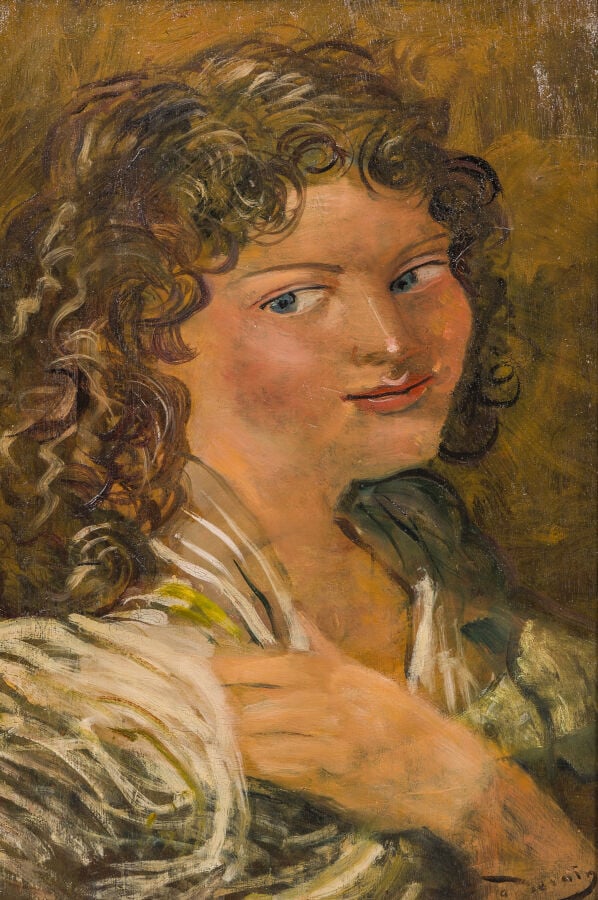 André DERAIN (1880-1954) - Femme aux boucles - Huile sur panneau, signée en bas…
