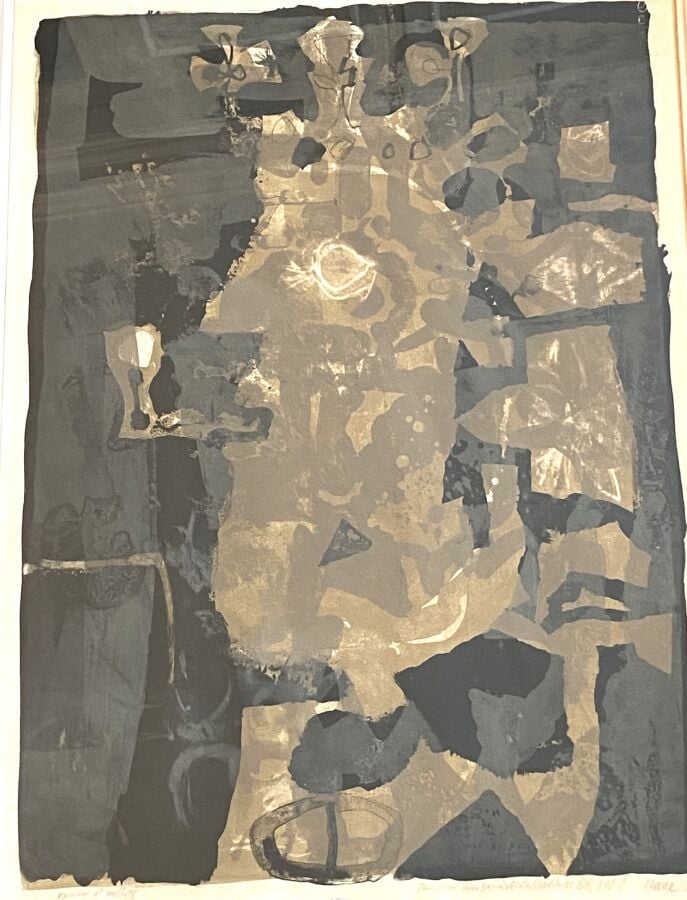 ANTONI CLAVÉ (1913-2005) - Rey pépé fond noir, 1957 - Lithographie en couleurs,…