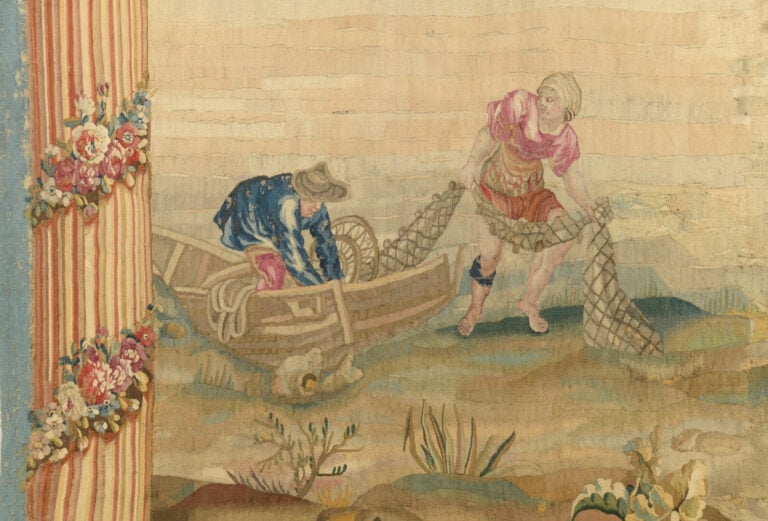 AUBUSSON ou BEAUVAIS - Tapisserie en laine et soie figurant une scène de retour…