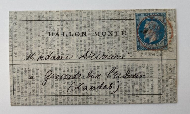 Ballon monté Général Renault, journal « Le Soir » n°9 du 7 décembre 1870, cache…