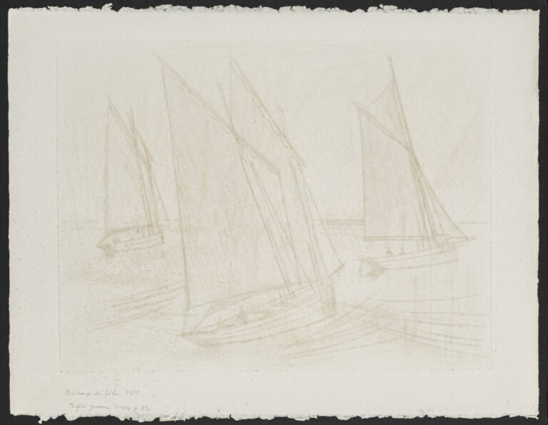 Bernard BUFFET (1928-1999) - Bateaux de pêche, 1980 - Pointe sèche sur Moulin d…