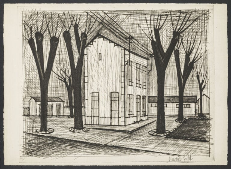 Bernard BUFFET (1928-1999) - Ecole, 1953 - Pointe-sèche sur BFK Rives, signée e…