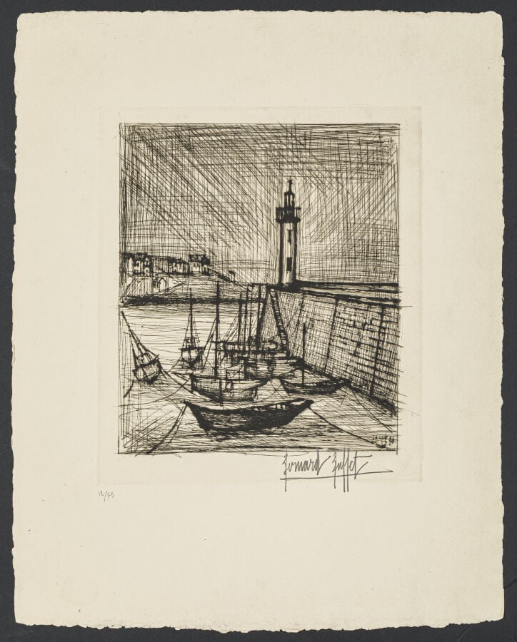 Bernard BUFFET (1928-1999) - Le Phare, 1958 - Pointe-sèche sur verger Montval,…