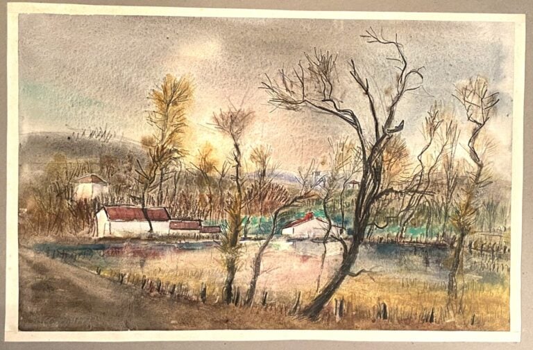 Carton d'env. 40 oeuvres sur papier dont - ANFOSSO (2) ; H.BONTE ; Pierre PALUE…