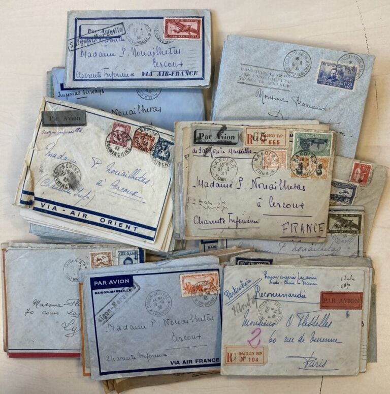 Courriers de France et d'Indochine années 1930 à 1938 dont poste aérienne, bate…