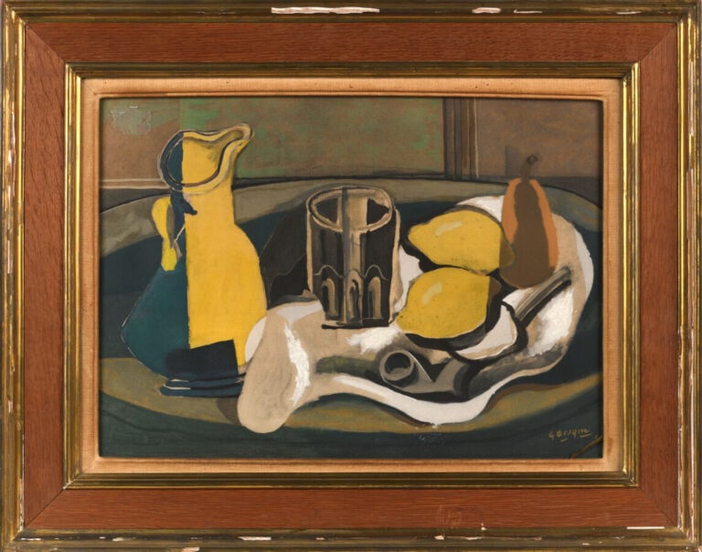D'après BRAQUE. Nature Morte au pichet citron signé et daté. Procédé Spitzer. -…
