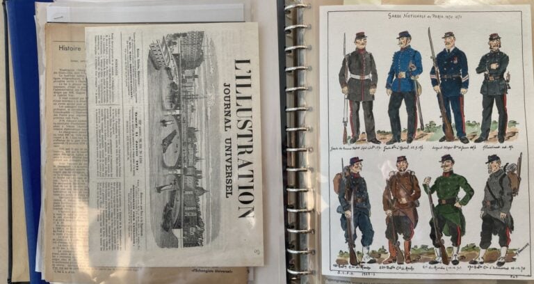 Divers guerre 1870 et Commune de Paris dans un classeur, courriers et documents