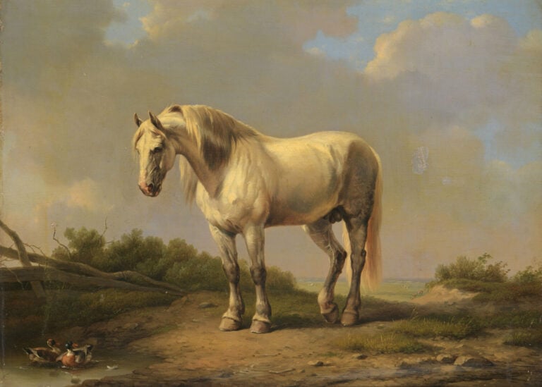 Ecole flamande du XIXe siècle, autour de VERBOECKHOVEN - Cheval à l'arret - Hui…