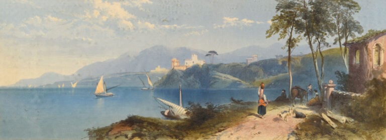 Ecole XIXème. M. RONTHOLEN ? - Deux vues de bord de mer probablement en Italie…