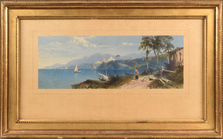 Ecole XIXème. M. RONTHOLEN ? - Deux vues de bord de mer probablement en Italie…