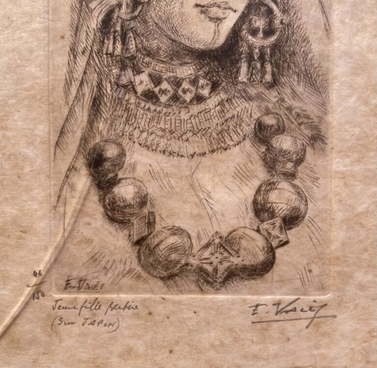 Edmond VALES (1918-2001) - Jeune fille berbère - Gravure sur papier japon - Sig…