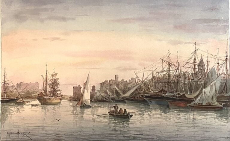 Émile HENRY (1842-1920) - Port de Marseille,1900 - Aquarelle sur papier, signée…