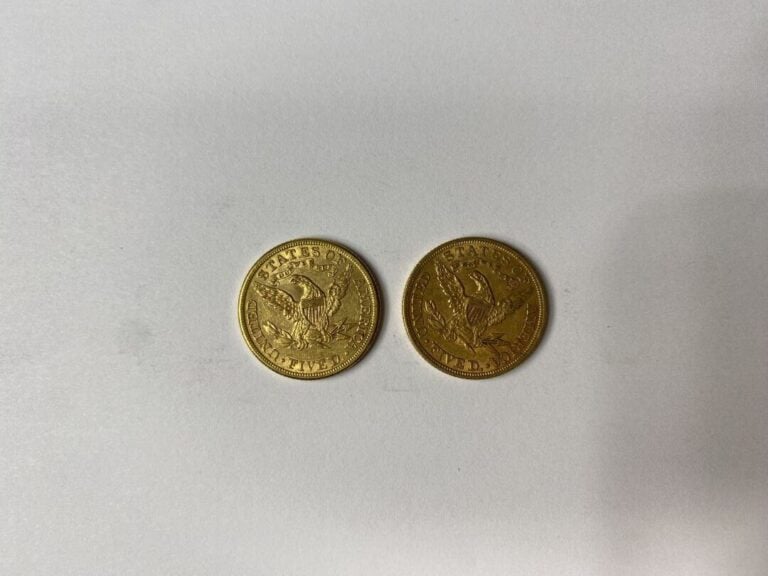 ETATS-UNIS - 2 pièces de 5 dollars or, 1880 et 1881 - Poids total : 16.7 g