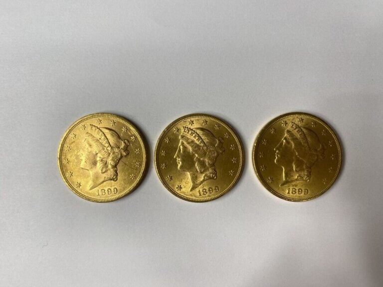 ETATS-UNIS - 3 pièces de 20 dollars or, Liberty, 1899 - Poids total : 100.1 g