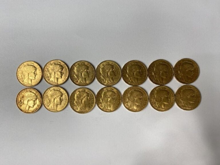 FRANCE - 14 pièces de 20 francs or, IIIe République - Poids total : 90.1 g