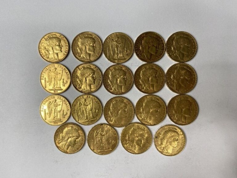 FRANCE - 19 pièces de 20 francs or, IIIe République - Poids total : 122.2 g