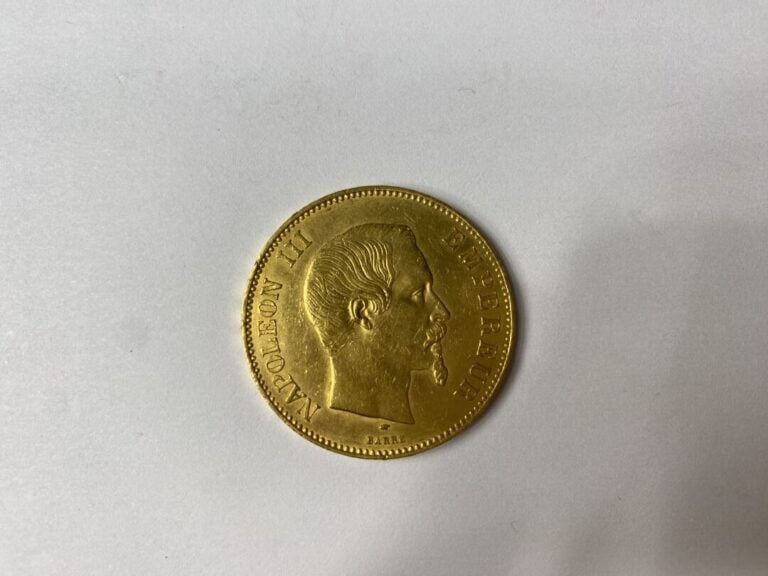 FRANCE - Pièce de 100 francs or, Napoléon III tête nue, 1855 - Poids : 32.2 g…