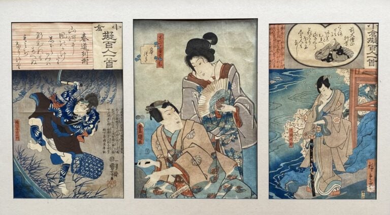 Japon - Parties de tryptiques comprenant: - - Utagawa KUNIYOSHI, d'après - Acte…