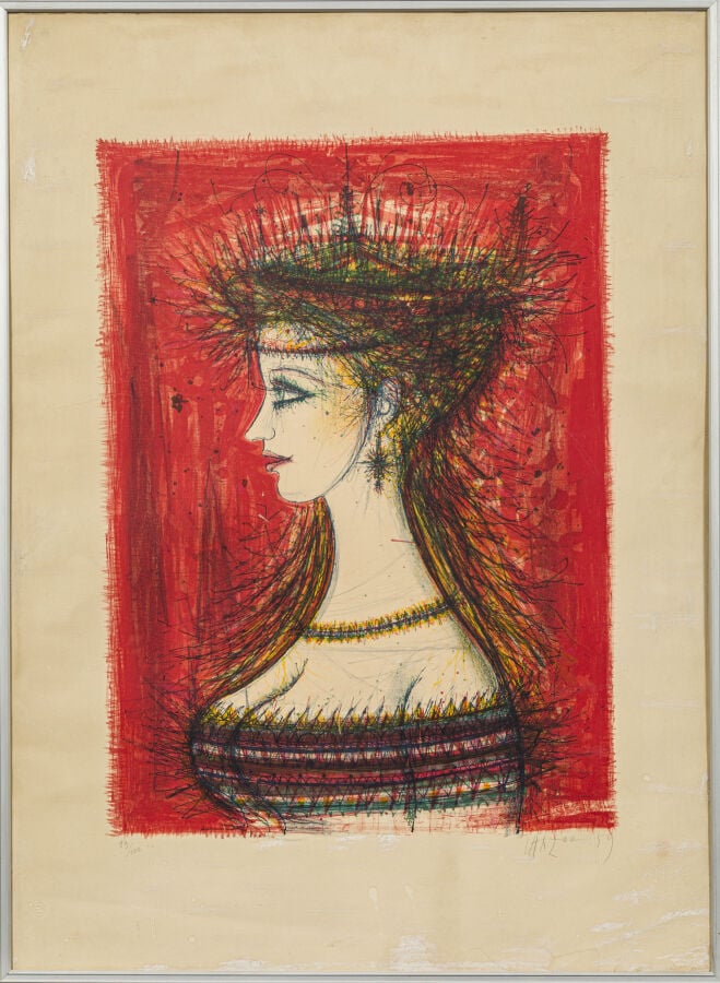 Jean CARZOU (1907-2000) - Profil de femme, 1950 - Lithographie en couleurs, sig…