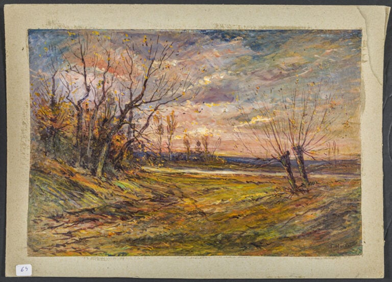Jean NOIROT (1887-1963) - Paysage au coucher de soleil - Aquarelle sur papier,…