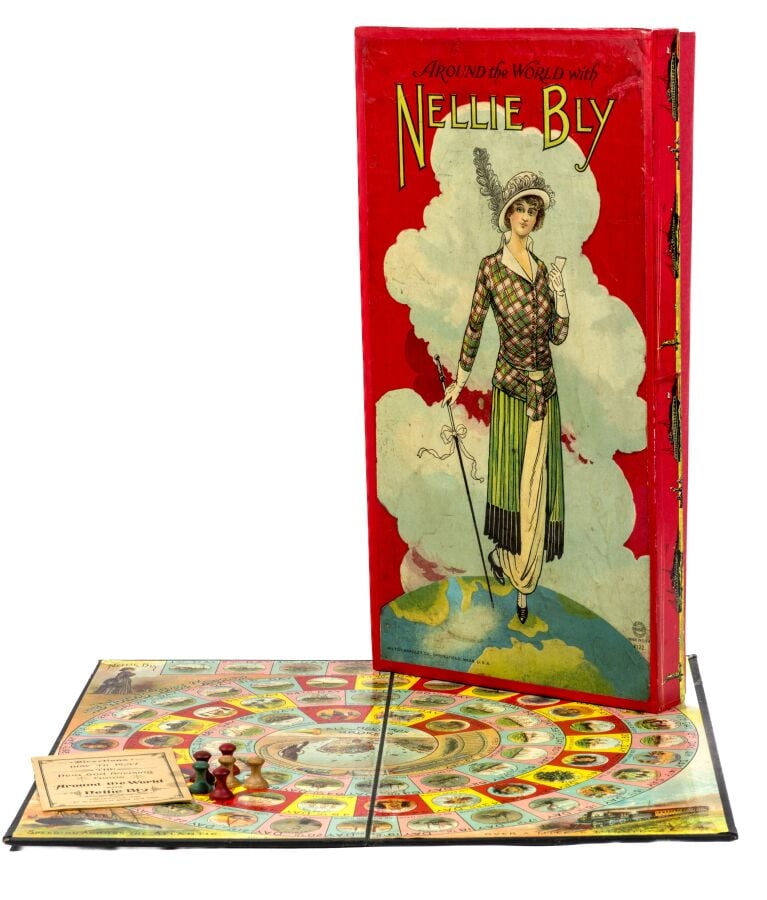 Jeu de l'oie. Round the World with Nellie Bly. New York, Mc Loughlin Bros, © 18…