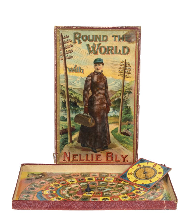 Jeu de l'oie. Round the World with Nellie Bly. New York, Mc Loughlin Bros, © 18…