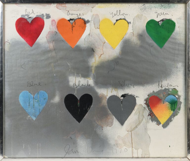 Jim DINE (Né en 1935) - 8 hearts - Sérigraphie sur papier - 63x74 cm