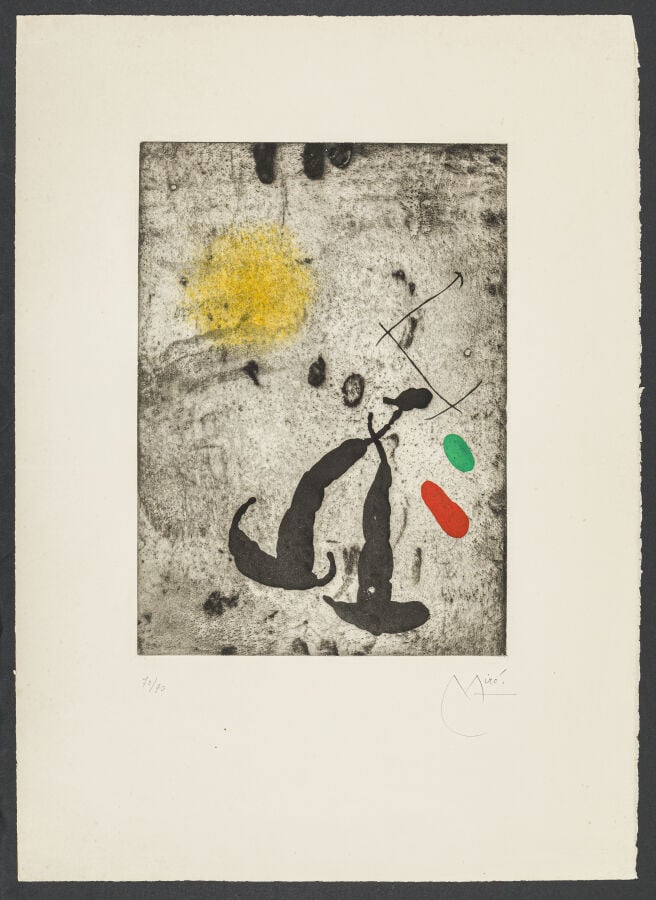 Joan MIRO (1893-1983) - Le fugitif, 1962 - Eau-forte et aquatinte sur BFK Rives…