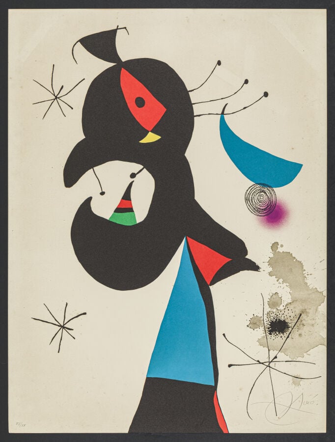 Joan MIRO (1893-1983) - Montroig 4, 1974 - Lithographie en couleurs sur Guarro,…