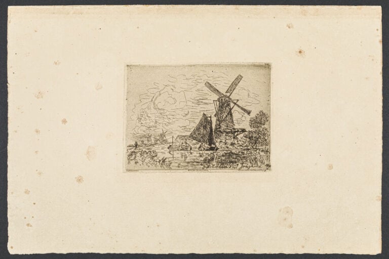 John Barthold JONGKIND (1819 - 1891) - Moulins en Hollande, 1861 - Eau-forte su…