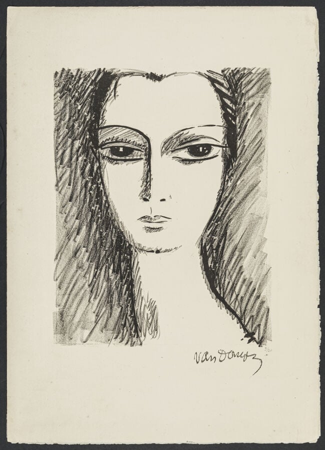 Kees VAN DONGEN (1877-1968) - Femme au cou de cygne - Lithographie en noir sur…