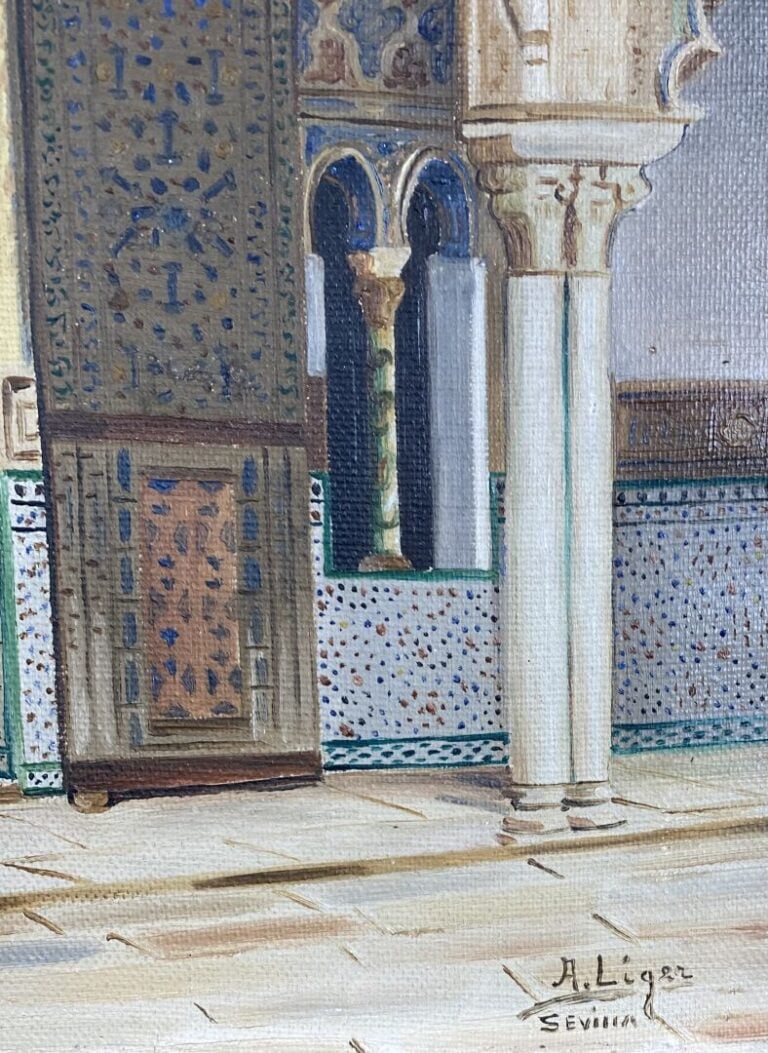 LIGER HIDALGO Fernando (1880-1945) - Porte mauresque à Séville - Huile sur toil…