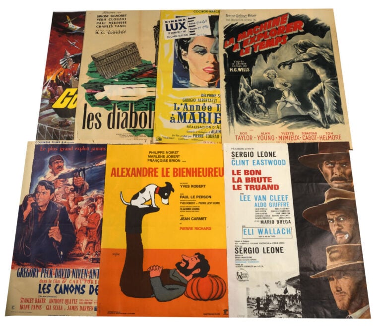 lot de 22 affiches de cinéma dont "Psychose" "le train sifflera 3 fois" "autant…