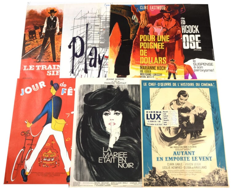 lot de 22 affiches de cinéma dont "Psychose" "le train sifflera 3 fois" "autant…