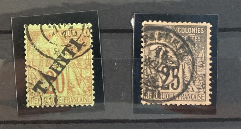 Lot de timbres de Tahiti dont taxes tous états