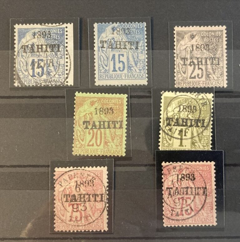 Lot de timbres de Tahiti dont taxes tous états