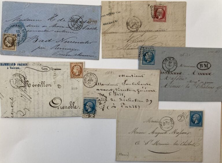 Lot lettres empire non lauré dentelé