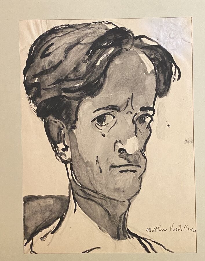 Louis Mathieu VERDILHAN (1875-1928) - Autoportrait - Lavis d'encre, signé en ba…