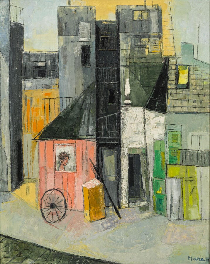 MARA RUCKI (1920-) - Vieux Montparnasse - Huile sur toile, signée et datée 61 ?…