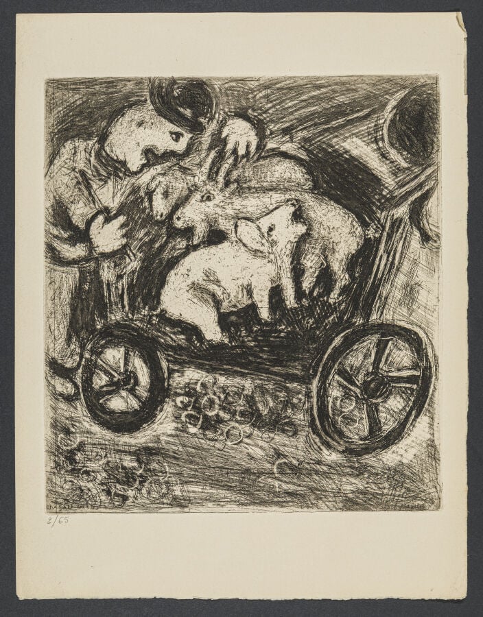 Marc CHAGALL (1887-1985) - Le berger et son troupeau, 1927-1930 - Eau-forte sur…
