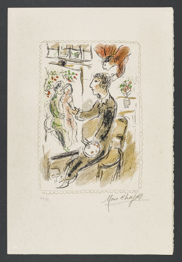 Marc CHAGALL (1887-1985) - Le peintre bleu , 1980 - Lithographie en couleurs su…