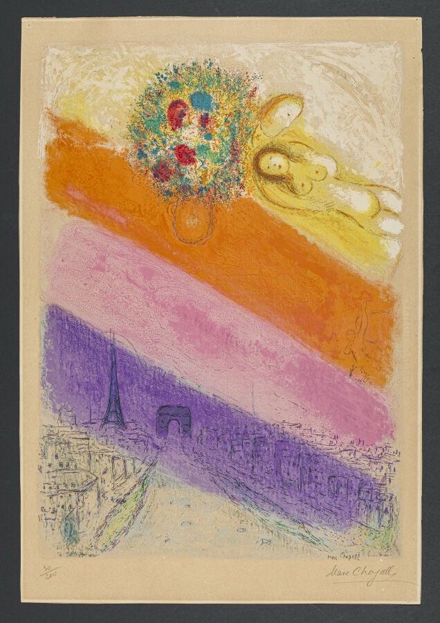 Marc CHAGALL (1887-1985) - Les Champs-Elysées, 1954 - Lithographie en couleurs…