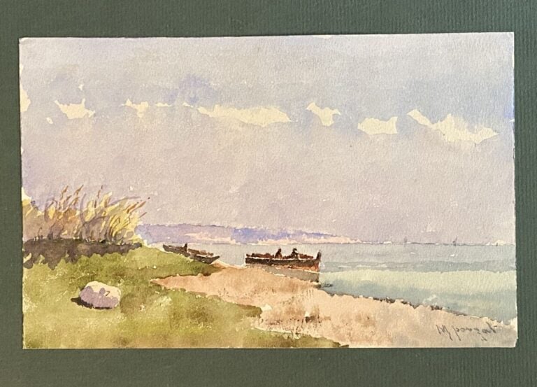 Marius PAUZAT (1832-1909) - Bord de Méditerranée - Aquarelle sur papier, double…