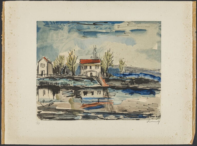 Maurice de VLAMINCK (1876-1958) d'après - Bord de rivière , 1956 - Estampe au p…