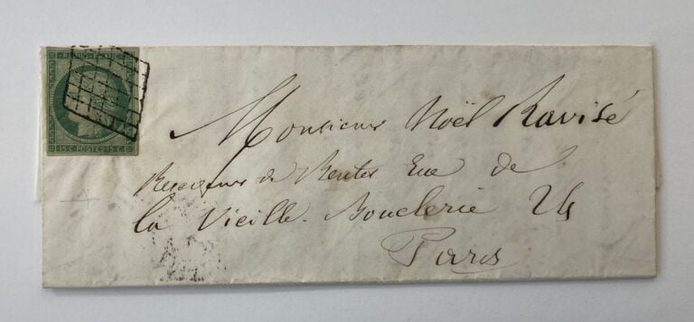 N°2 sur lettre obliération grille Paris pour Paris